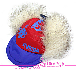 Утепленная кепка "Russia" красно-синяя