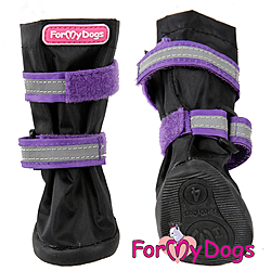 Сапожки FMD для средних и больших собак черные с фиолетовым