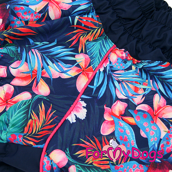 Комбинезон Цветы синий для средних и больших собак для девочки - 39320 Комбинезон Цветы синий для средних и больших собак для девочки-39320