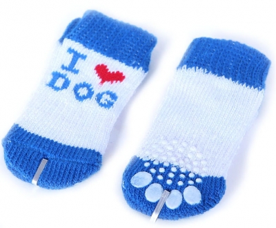 Носочки "Dog" белые с голубым  Размер -