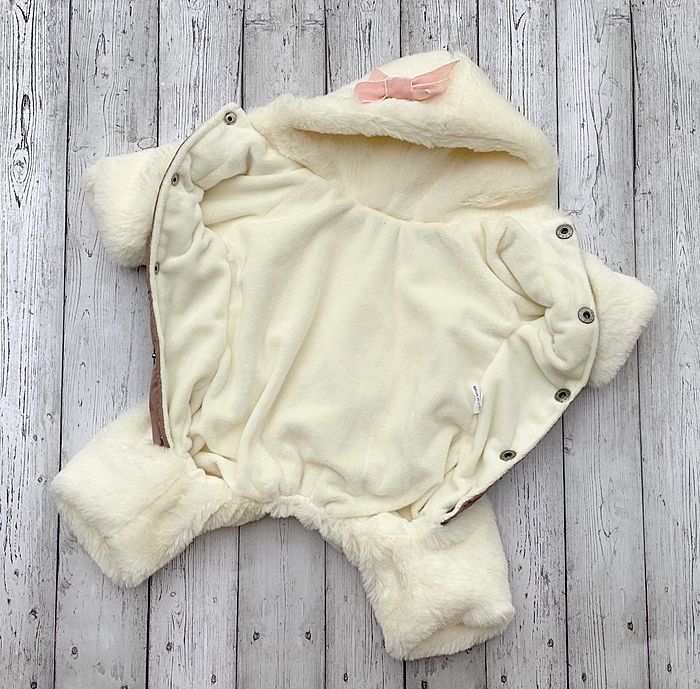 Комбинезон-шубка Два Банта молочный для девочки - 41551 Комбинезон-шубка Два Банта молочный для девочки-41551